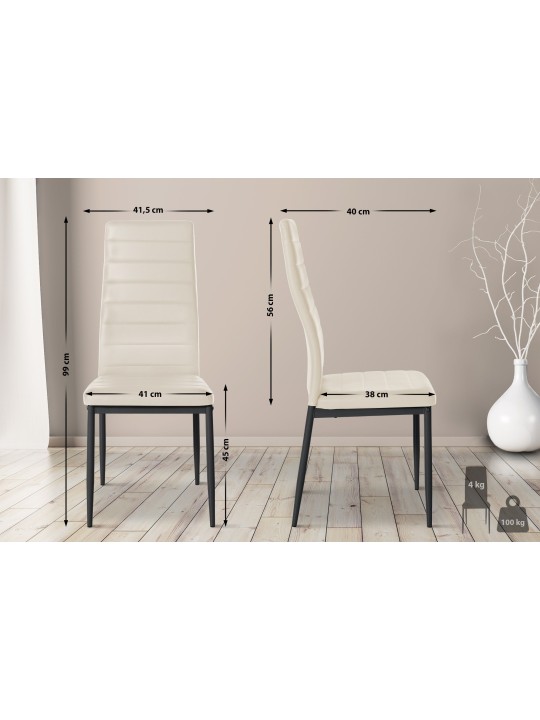 Ensemble de 4 chaises de salle à manger Mayfair simili cuir, crème