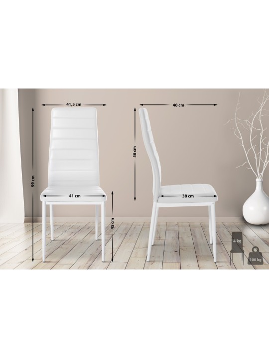 Lot de 6 chaises de salle à manger Mayfair simili cuir, blanc