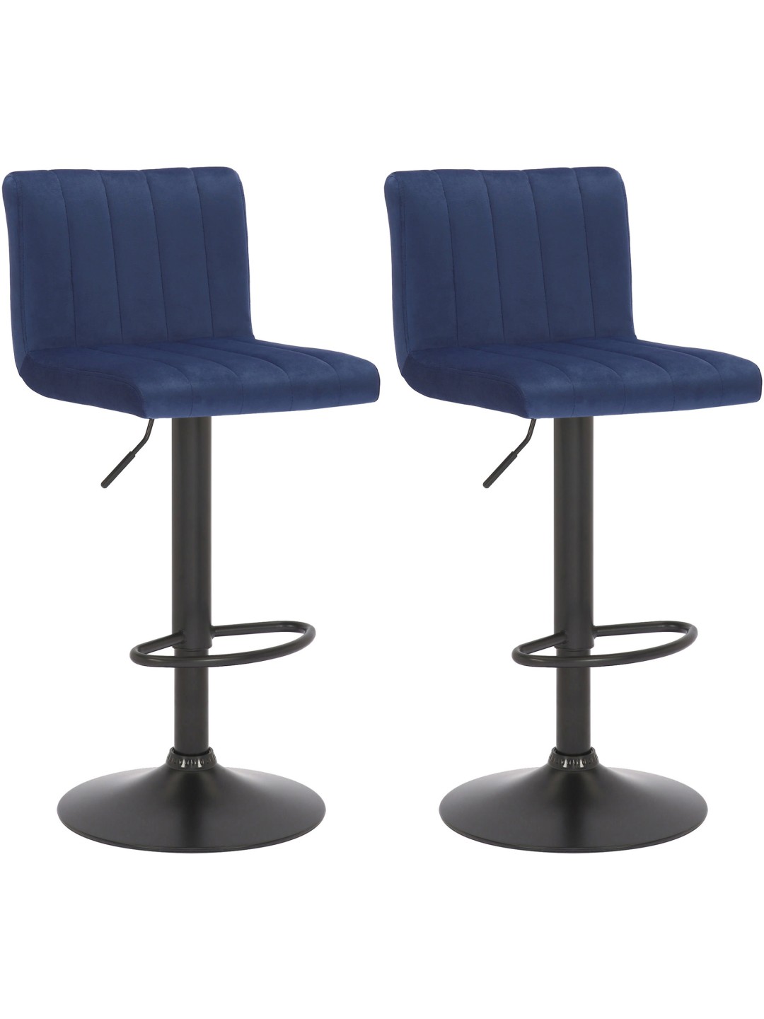 Lot de 2 tabourets de bar Jamie velours, bleu
