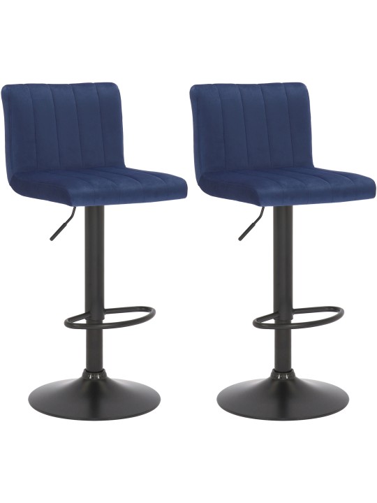 Lot de 2 tabourets de bar Jamie velours, bleu