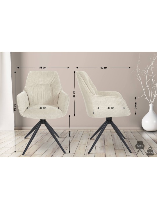 Chaise de salle à manger Jules tissu, crème Chaise de salle à manger Jules tissu, crème