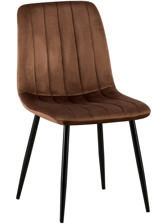 Chaise Dijon velours, brun