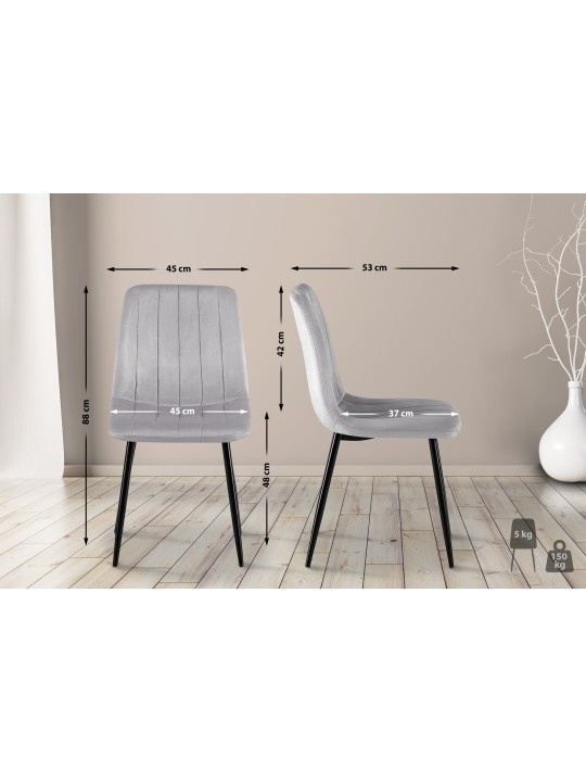 Chaise Dijon velours, gris