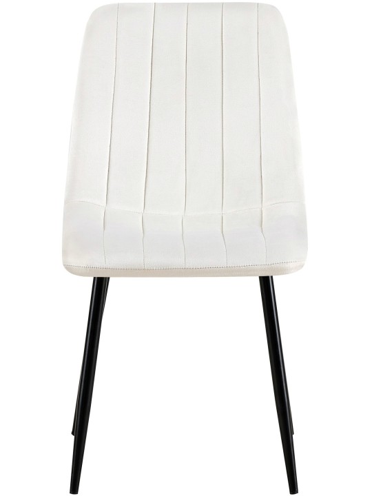 Lot de 4 chaises Dijon velours, blanc crème