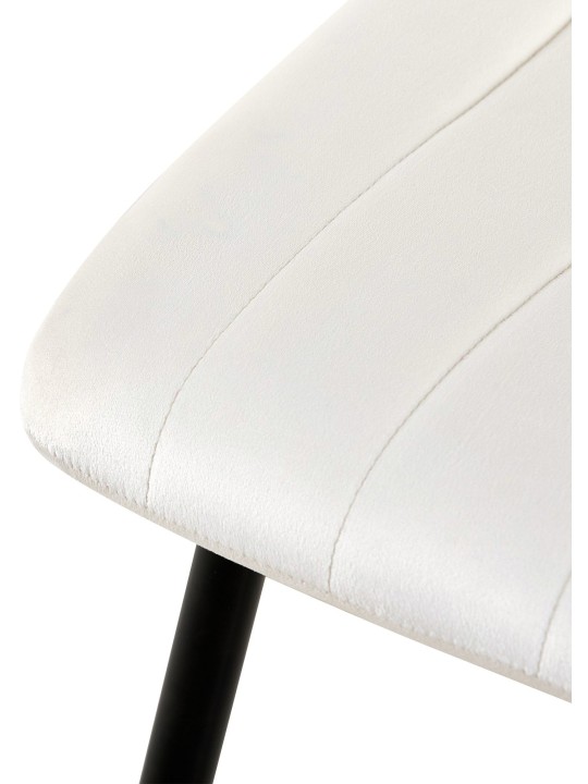 Lot de 4 chaises Dijon velours, blanc crème