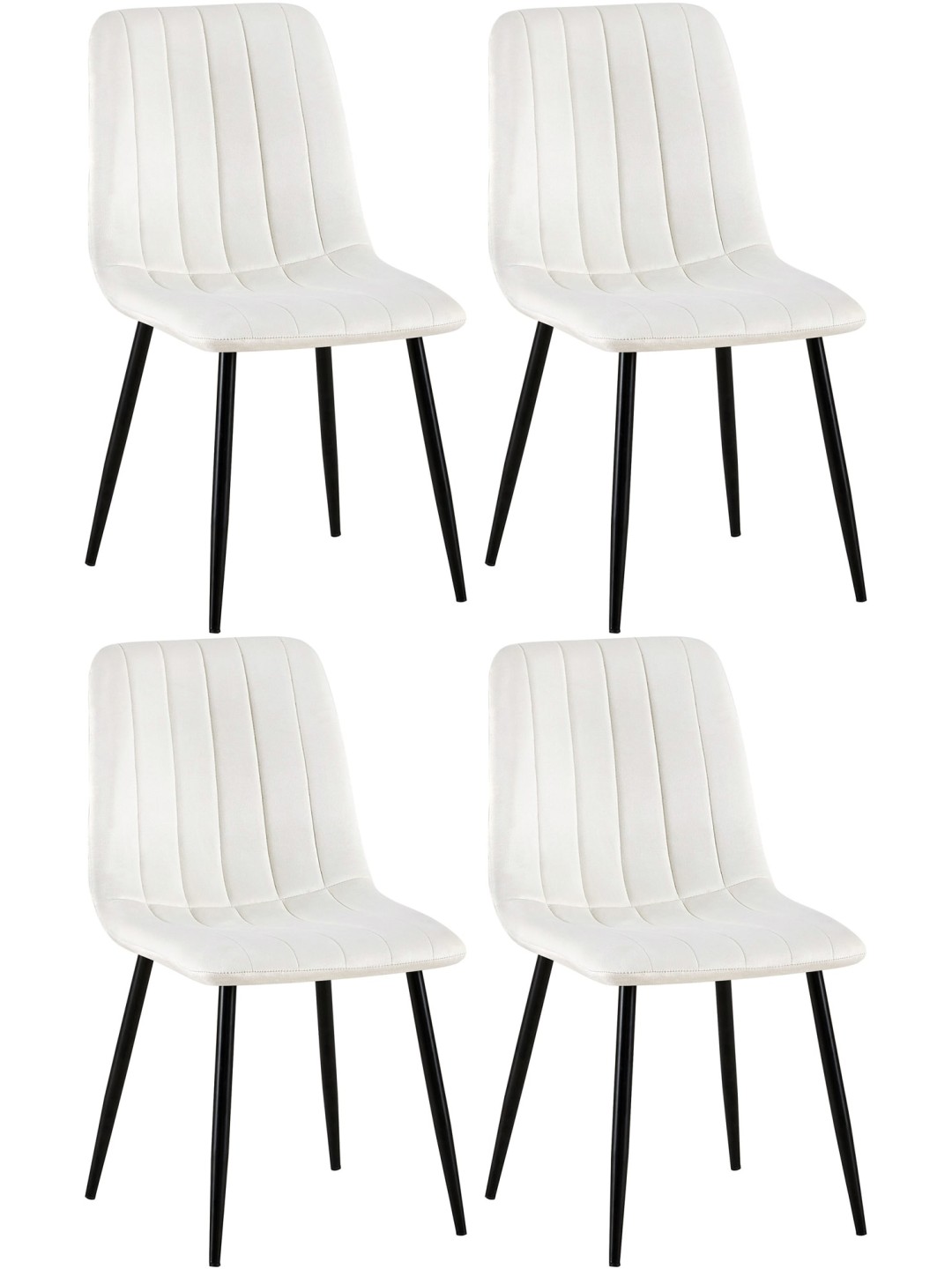Lot de 4 chaises Dijon velours, blanc crème