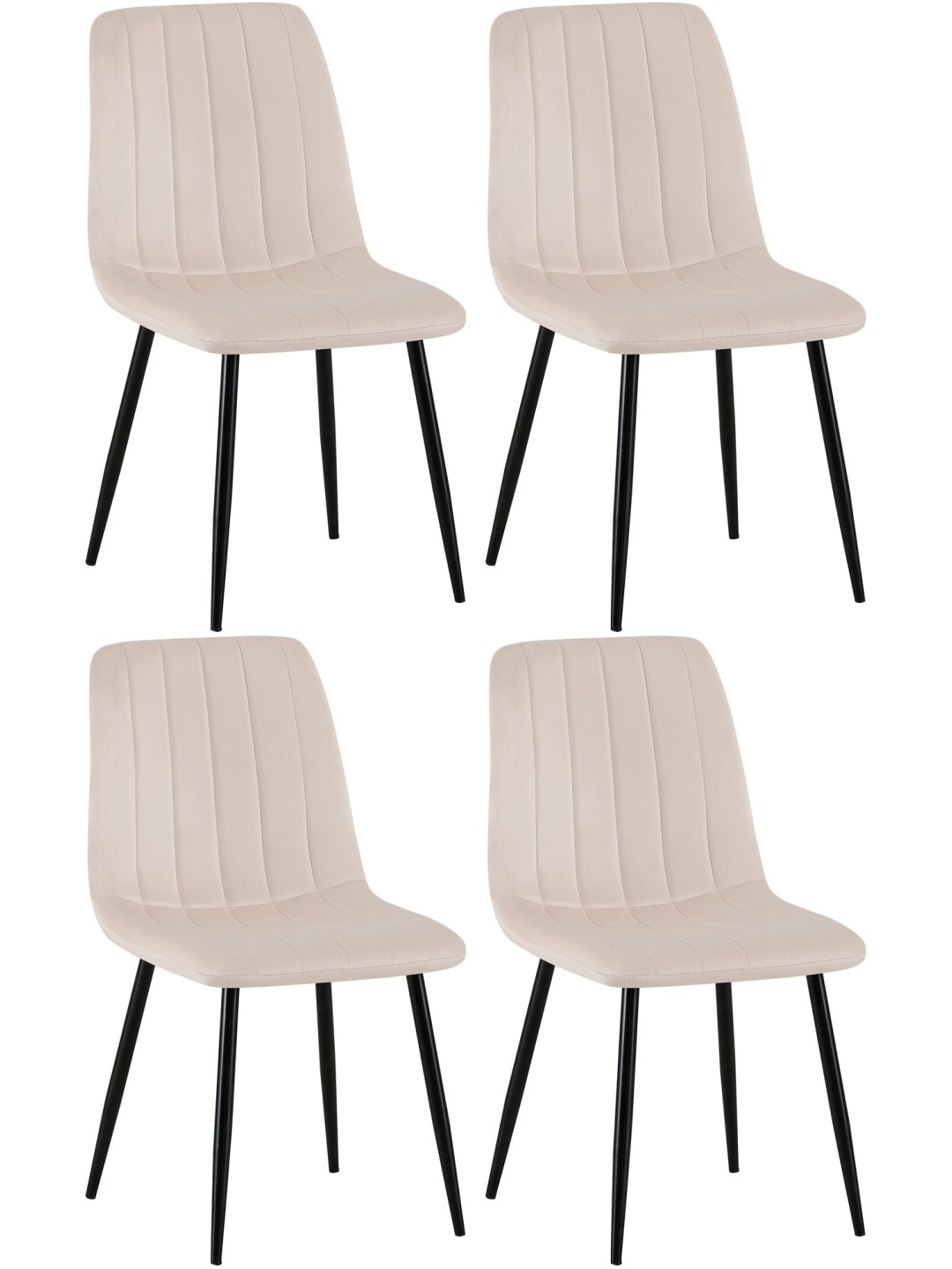 Lot de 4 chaises Dijon velours, crème