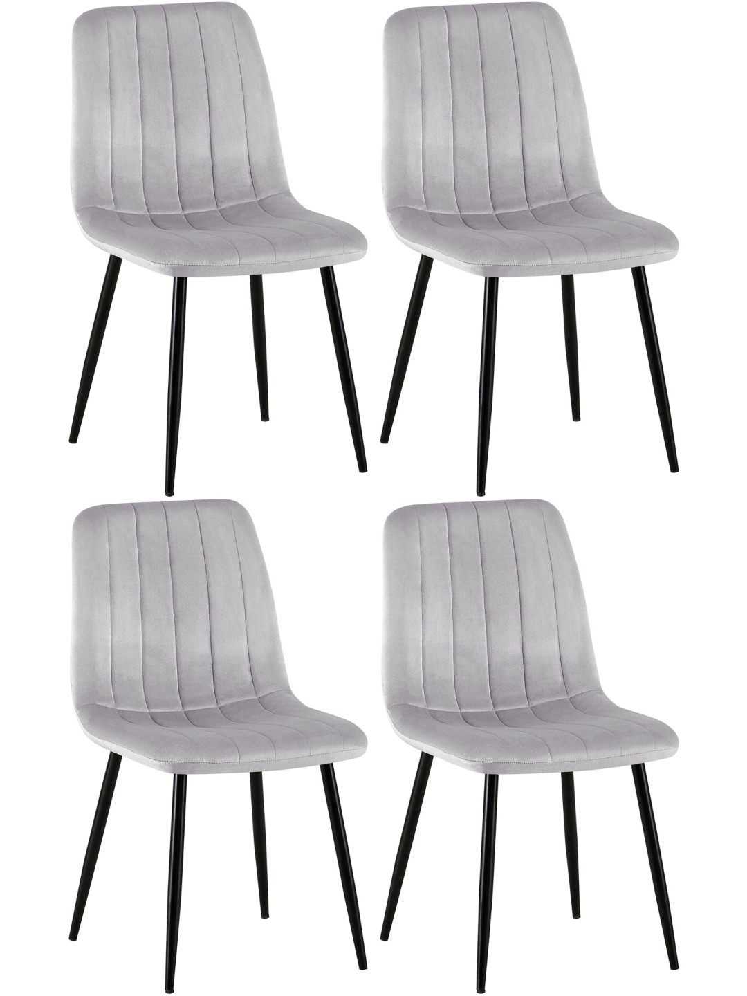 Lot de 4 chaises Dijon velours, gris
