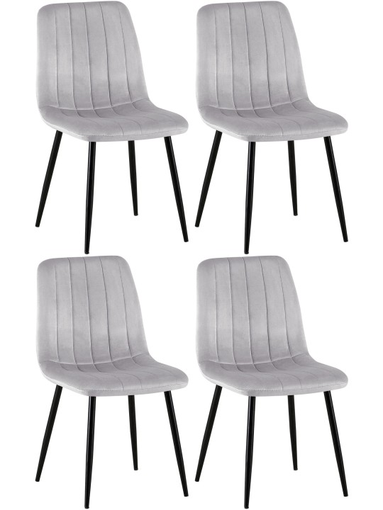 Lot de 4 chaises Dijon velours, gris