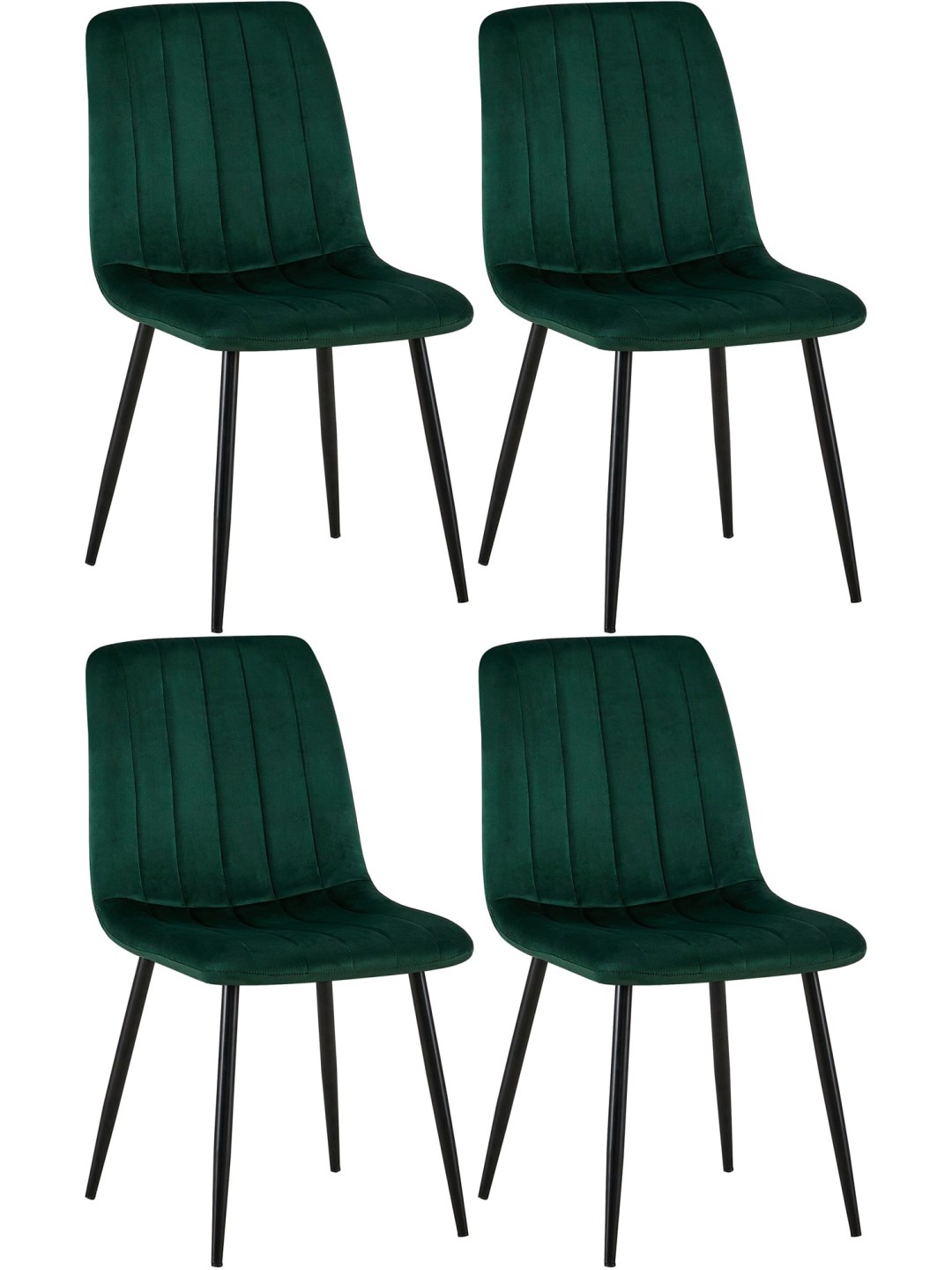 Lot de 4 chaises Dijon velours, vert