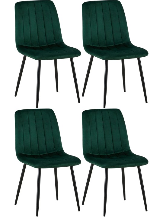 Lot de 4 chaises Dijon velours, vert