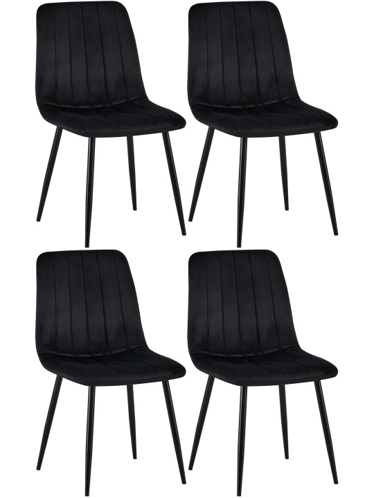 Lot de 4 chaises Dijon velours, noir