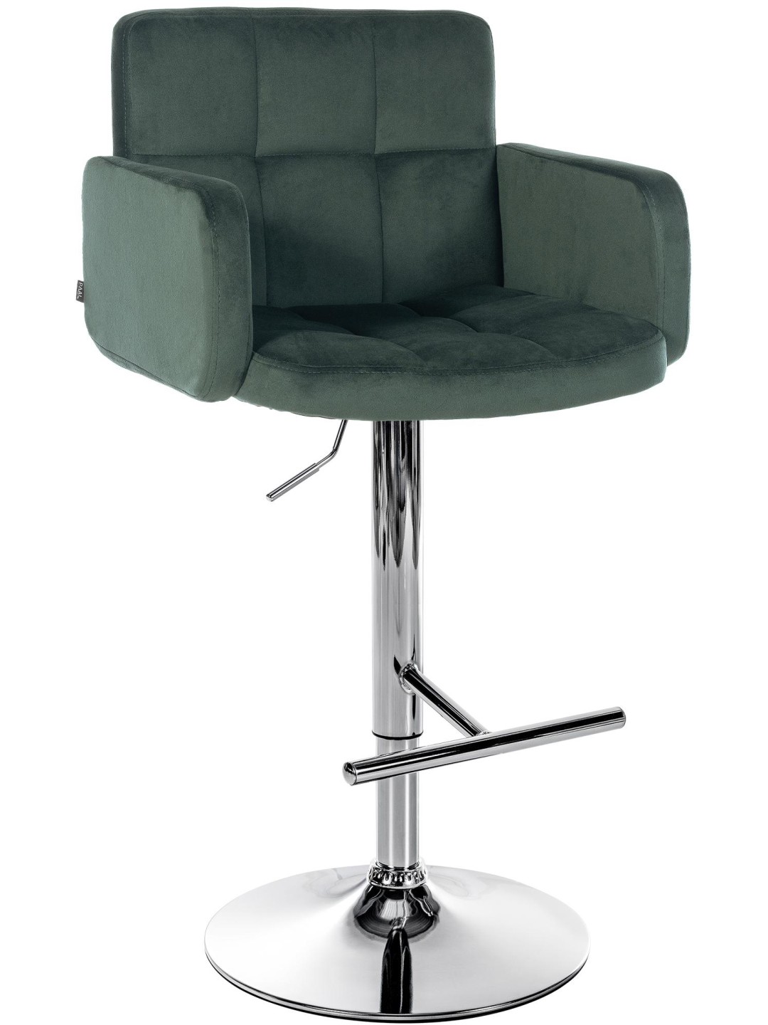 Tabouret de Bar Los Angeles Velours Chrome, vert foncé