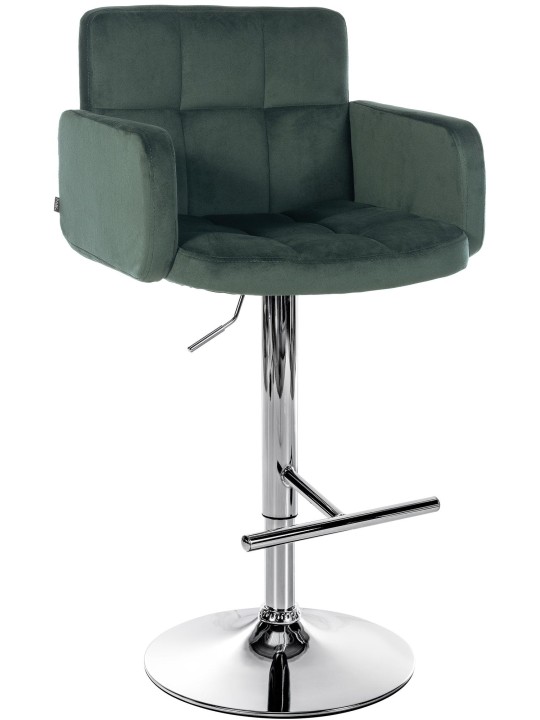 Tabouret de Bar Los Angeles Velours Chrome, vert foncé