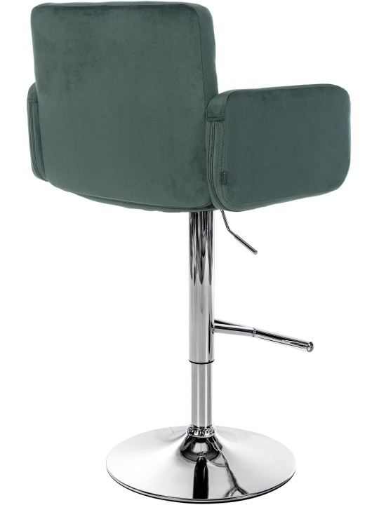 Tabouret de Bar Los Angeles Velours Chrome, vert foncé