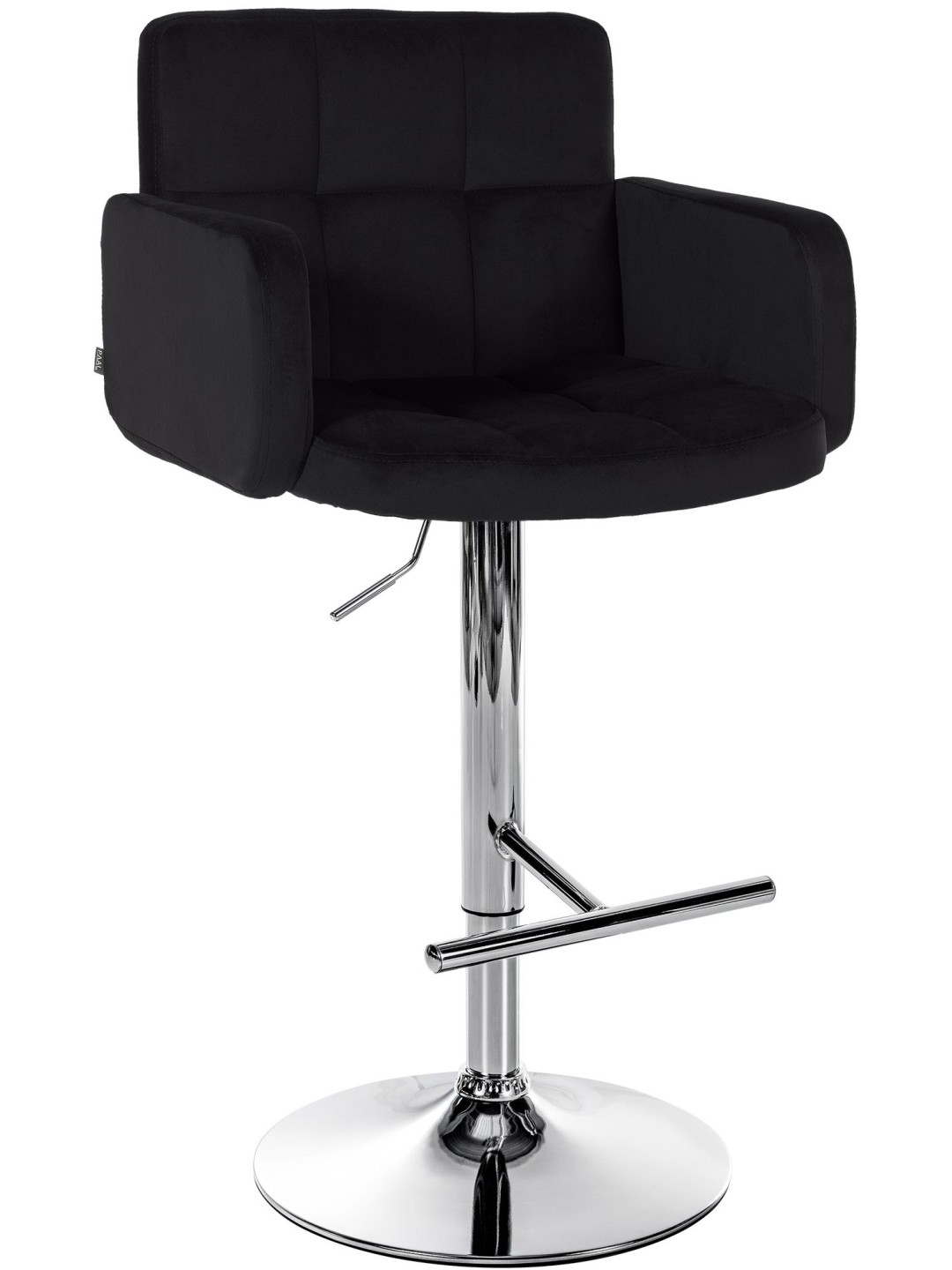Tabouret de Bar Los Angeles Velours Chrome, noir