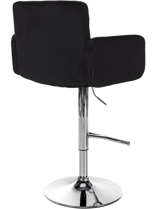Tabouret de Bar Los Angeles Velours Chrome, noir