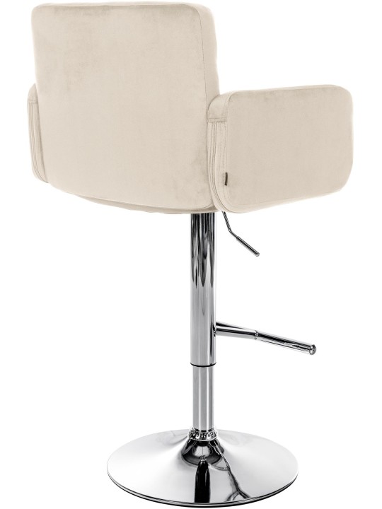 Tabouret de Bar Los Angeles Velours Chrome, crème