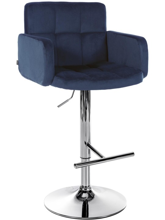 Tabouret de Bar Los Angeles Velours Chrome, bleu