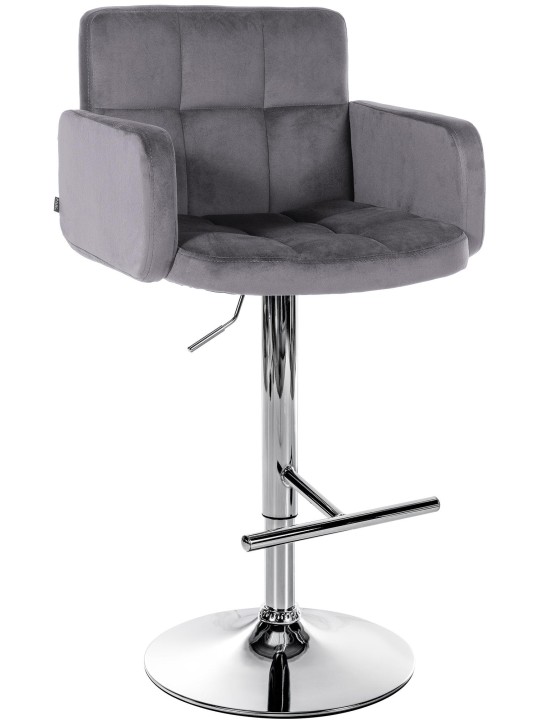 Tabouret de Bar Los Angeles Velours Chrome, gris foncé