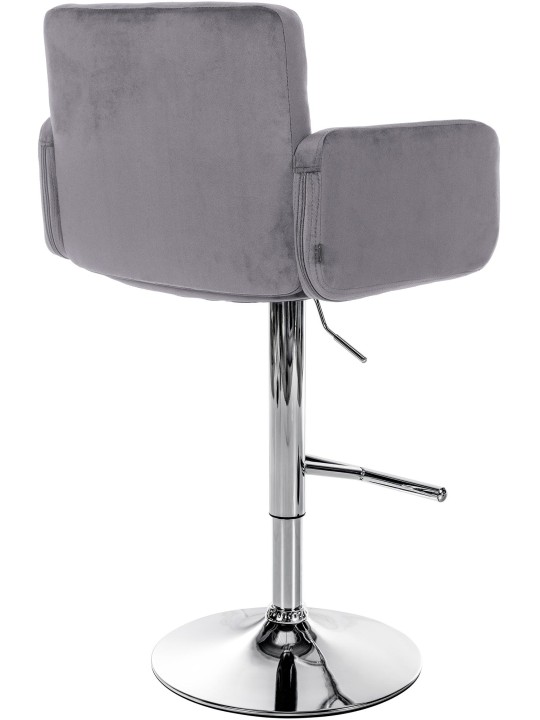 Tabouret de Bar Los Angeles Velours Chrome, gris foncé