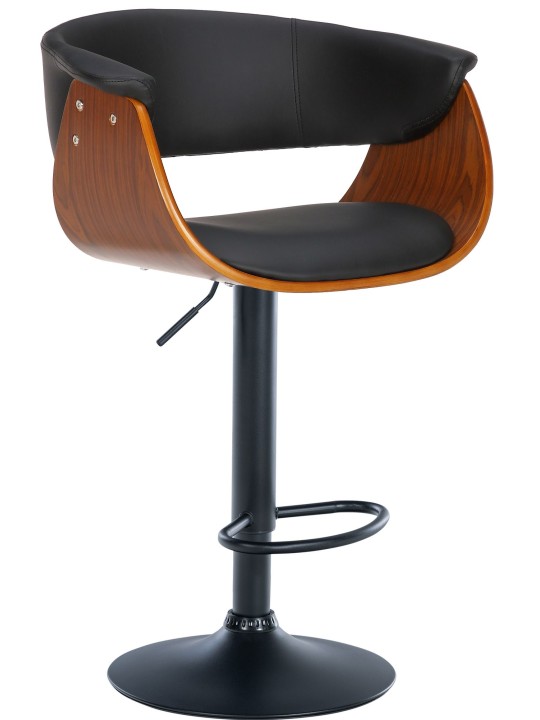 Lot de 2 tabourets de bar Vestal simili cuir, noyer/noir