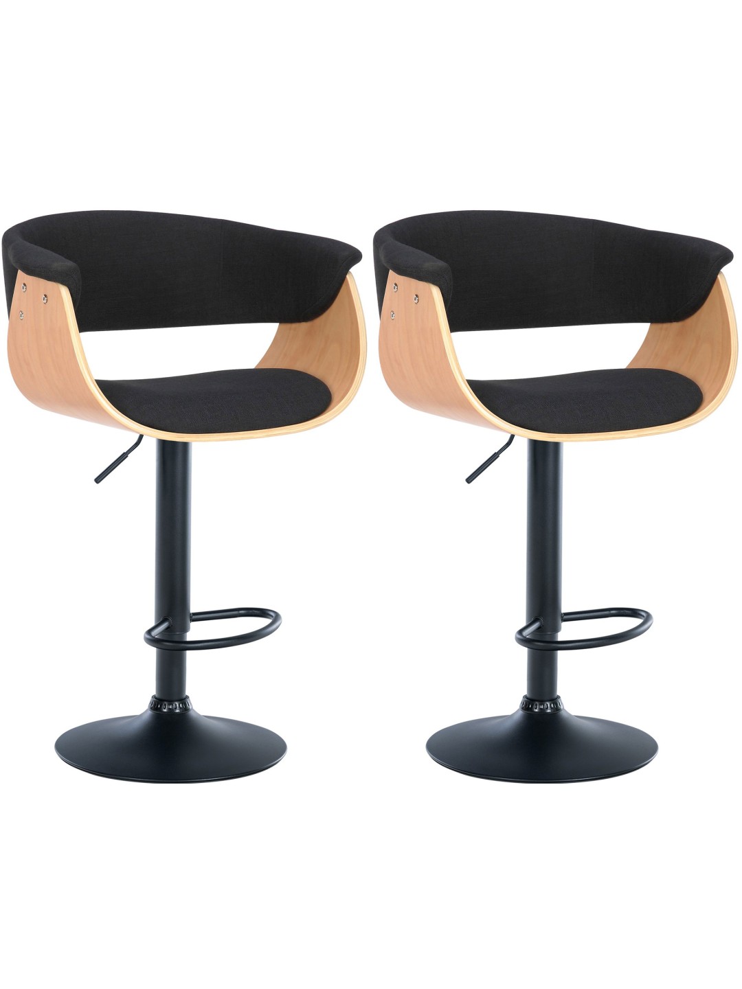 Lot de 2 tabourets de bar Vestal tissu, naturel/noir