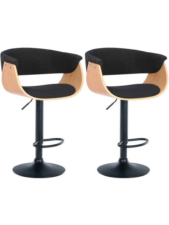 Lot de 2 tabourets de bar Vestal tissu, naturel/noir