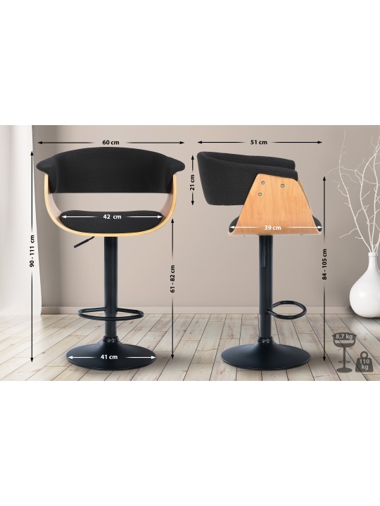 Lot de 2 tabourets de bar Vestal tissu, naturel/noir