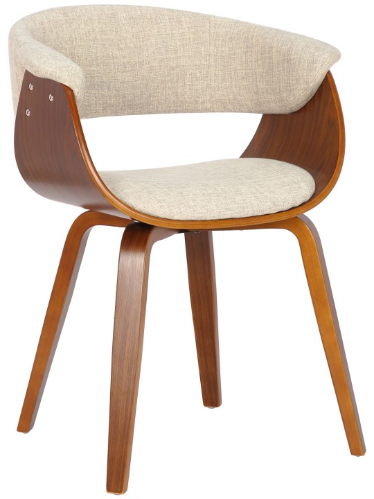 Lot de 2 chaises Bruce tissu, noyer/crème