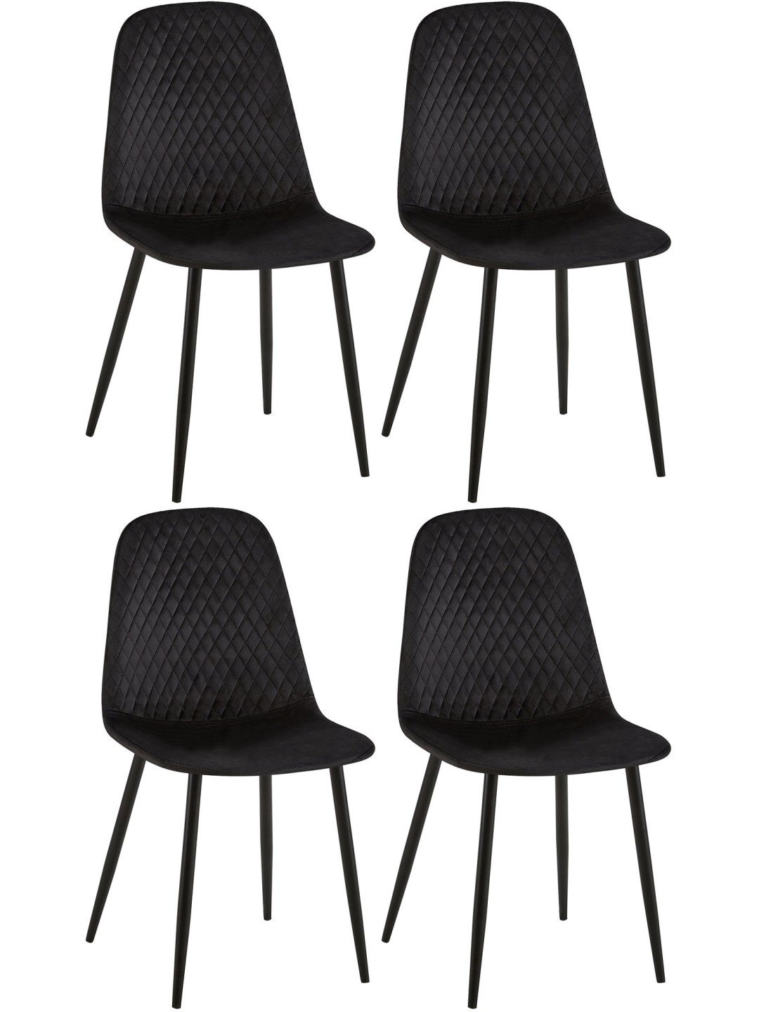 Lot de 4 chaises Giverny velours, noir