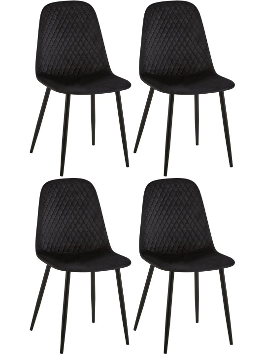 Lot de 4 chaises Giverny velours, noir Lot de 4 chaises Giverny velours, noir