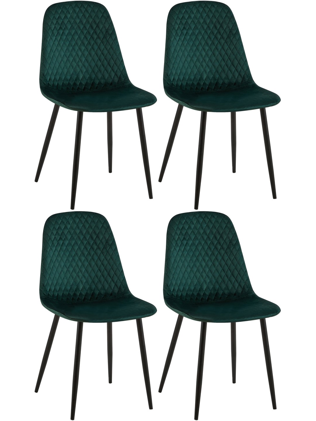 Lot de 4 chaises Giverny velours, vert