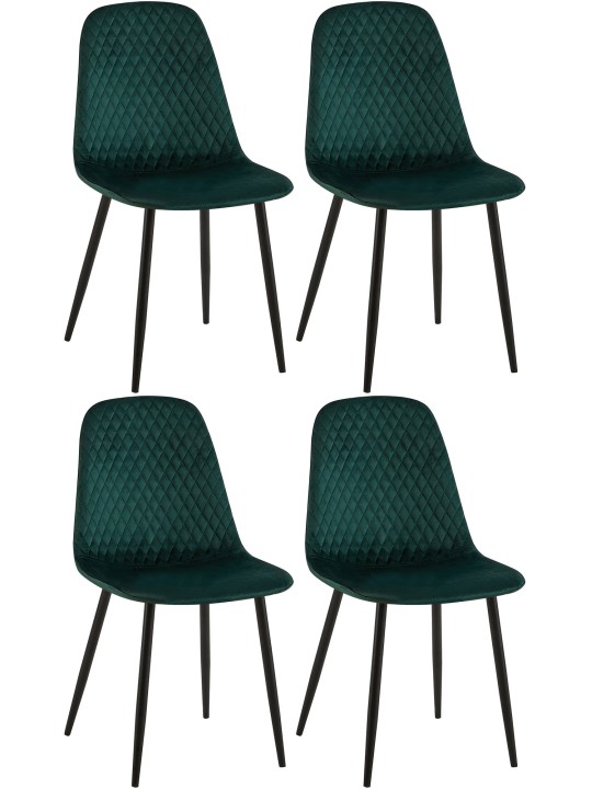 Lot de 4 chaises Giverny velours, vert