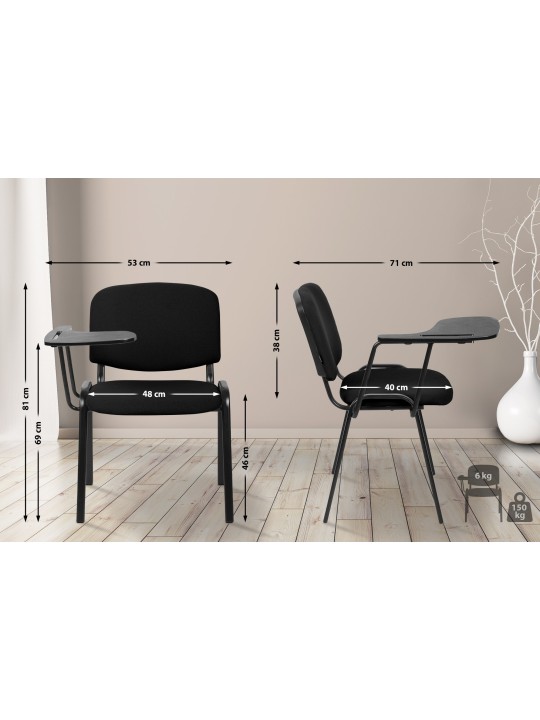 Chaise Ken XL avec table pliante en tissu, noir