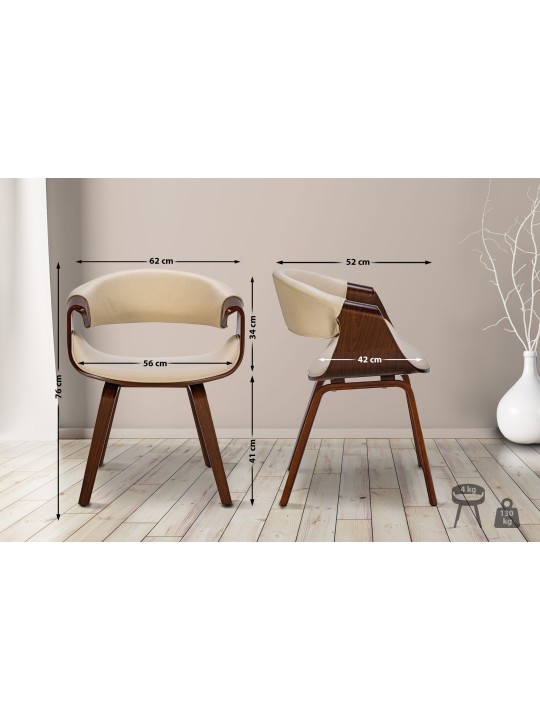 Chaise de salle à manger tissu Foley, noyer/crème Chaise de salle à manger tissu Foley, noyer/crème