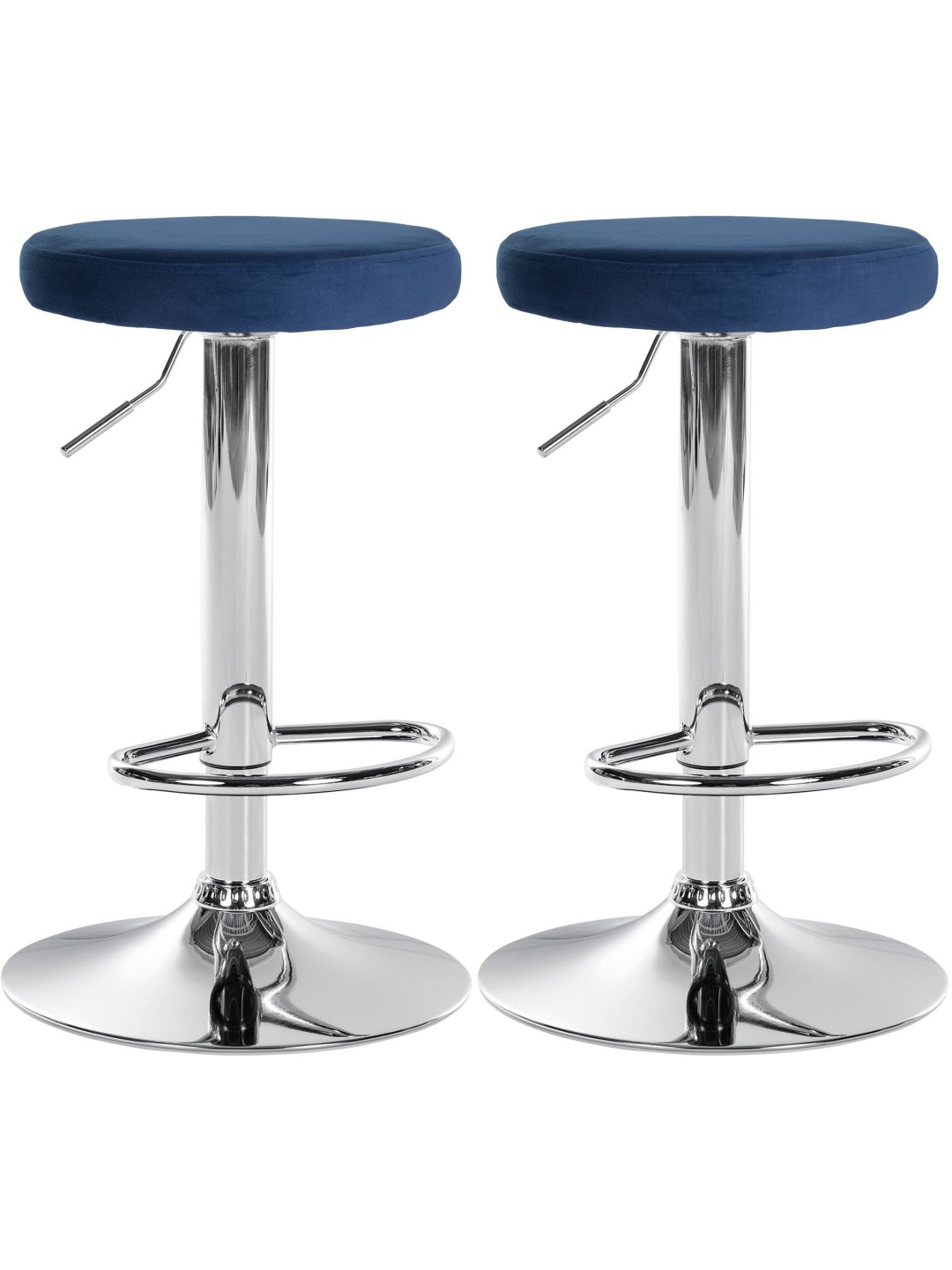 Lot de 2 tabourets de bar Ponte velours chrome, bleu