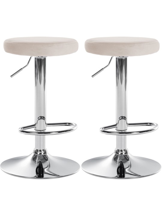 Lot de 2 tabourets de bar Ponte velours chrome, crème