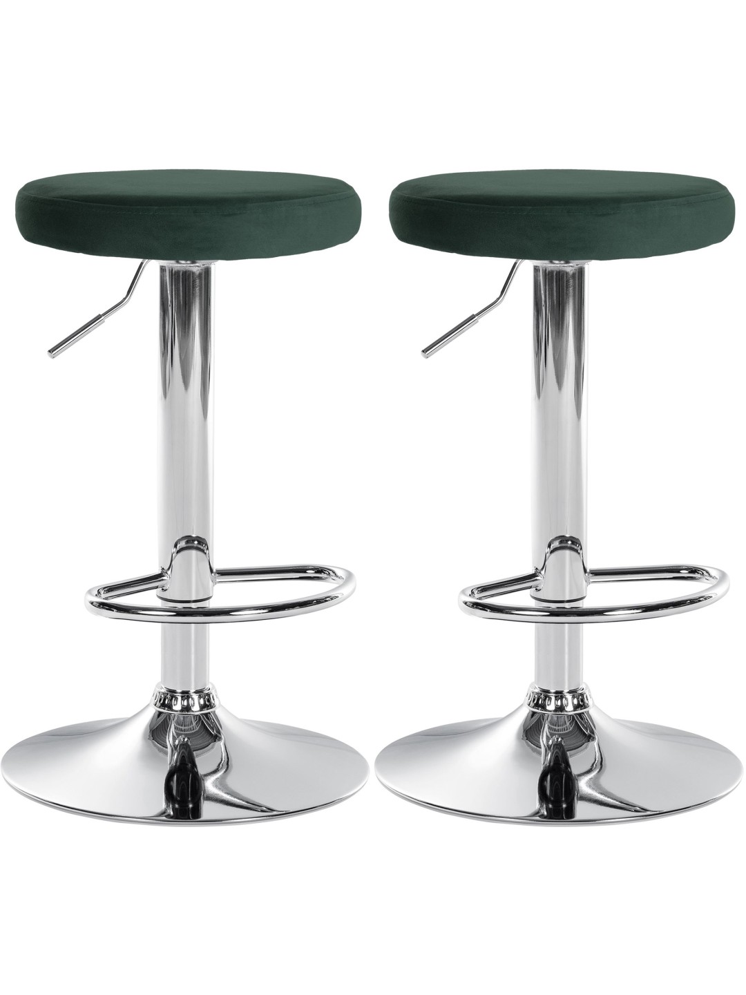 Lot de 2 tabourets de bar Ponte velours chrome, vert