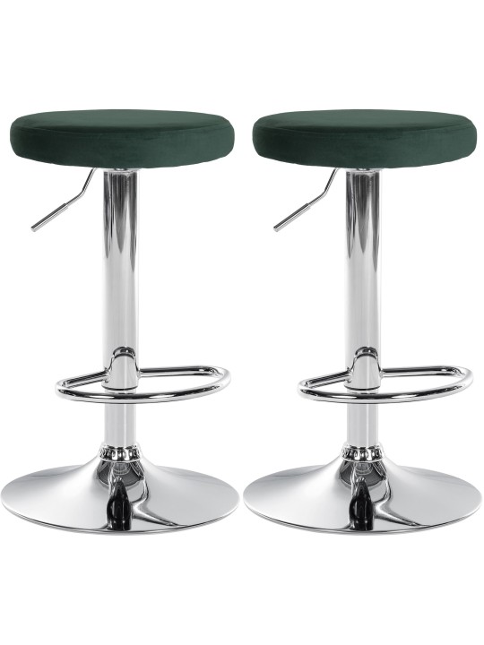 Lot de 2 tabourets de bar Ponte velours chrome, vert