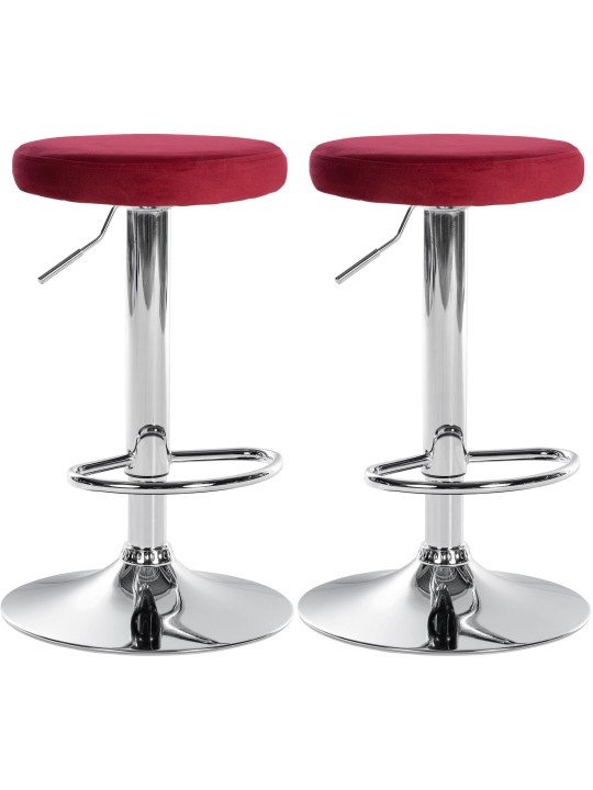 Lot de 2 tabourets de bar Ponte velours chrome, rouge