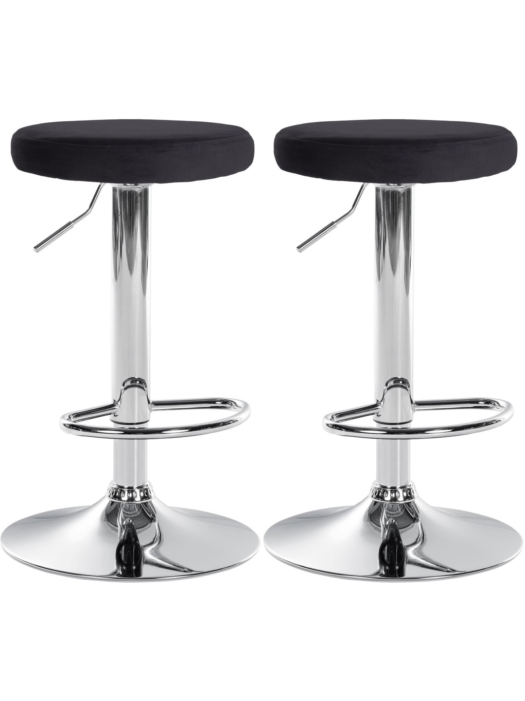 Lot de 2 tabourets de bar Ponte velours chrome, noir