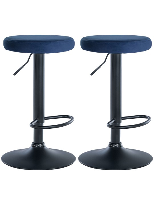 Lot de 2 tabourets de bar Velours Ponte, bleu