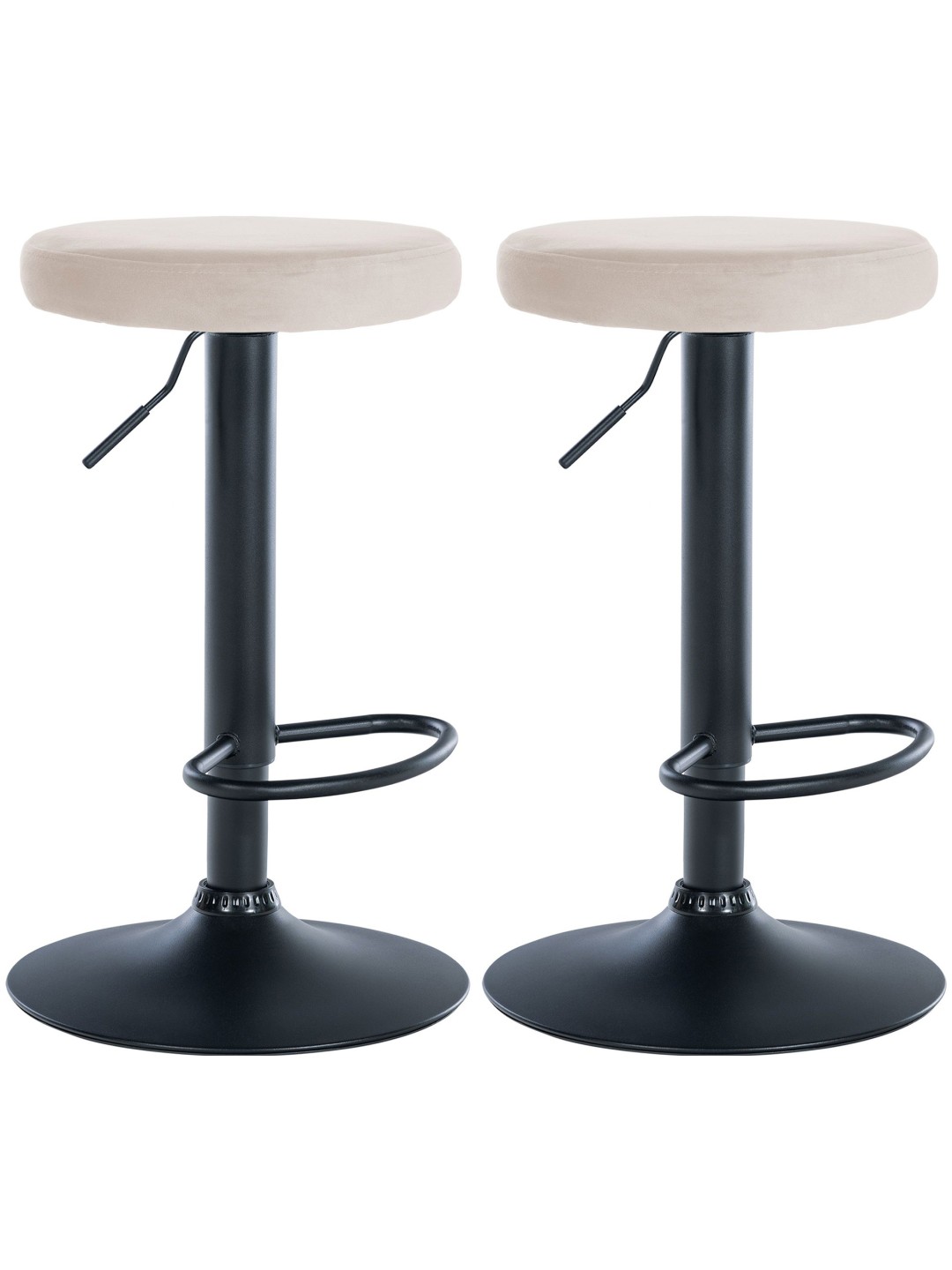 Lot de 2 tabourets de bar Velours Ponte, crème