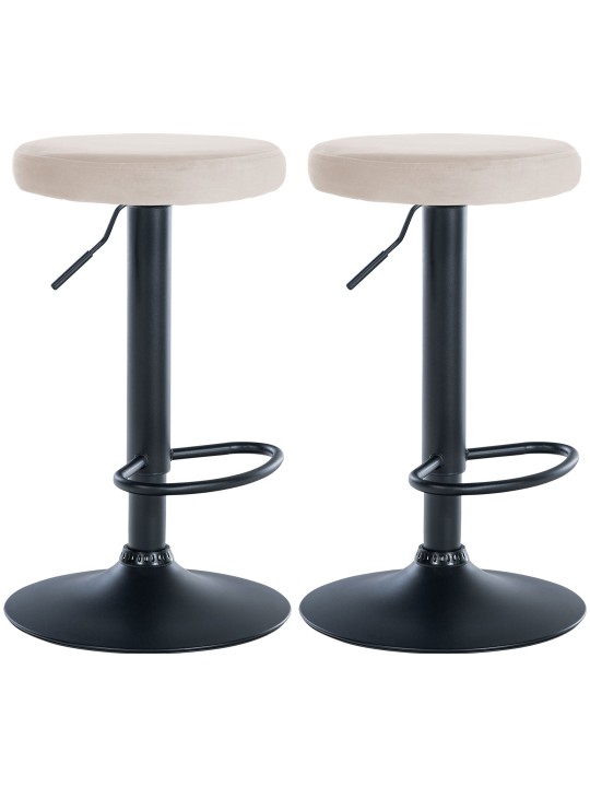 Lot de 2 tabourets de bar Velours Ponte, crème