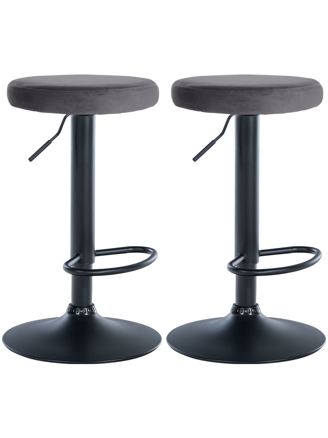 Lot de 2 tabourets de bar Velours Ponte, gris foncé