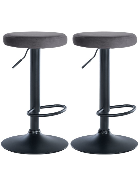 Lot de 2 tabourets de bar Velours Ponte, gris foncé
