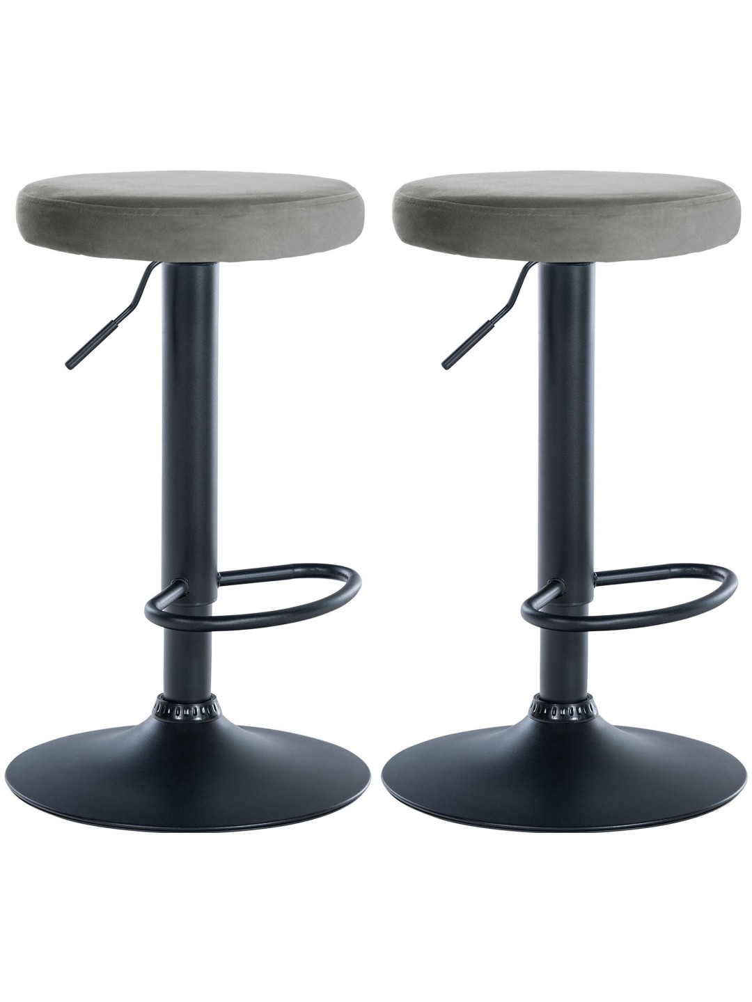 Lot de 2 tabourets de bar Velours Ponte, gris