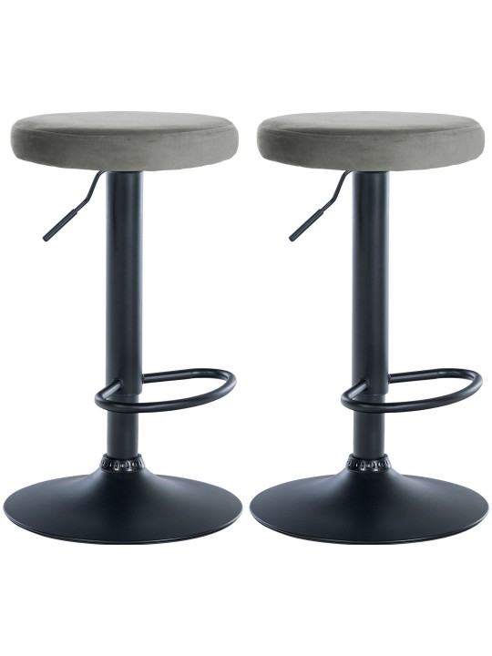 Lot de 2 tabourets de bar Velours Ponte, gris