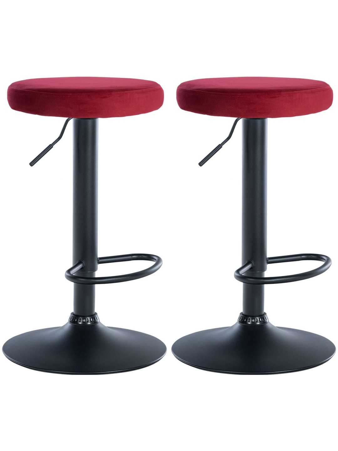 Lot de 2 tabourets de bar Velours Ponte, rouge